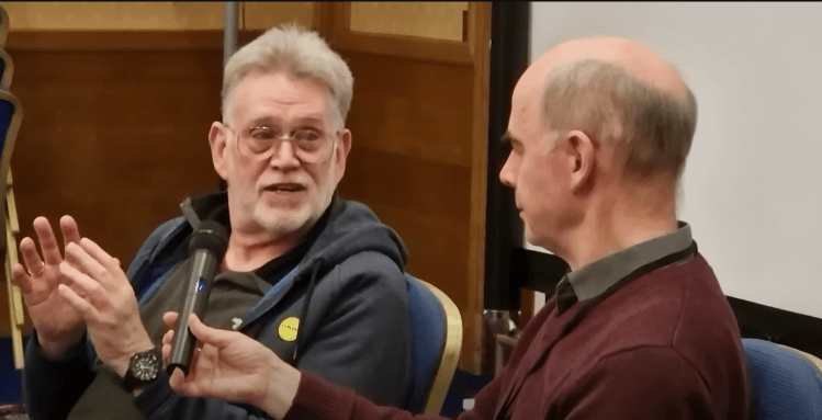 Image of Ged Jones being interviewed by Adrian Winchester