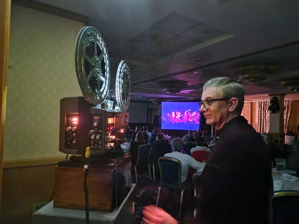 Mark Norton and his Elmo GS1200 Super 8 projector used to screen the after-dinner film show